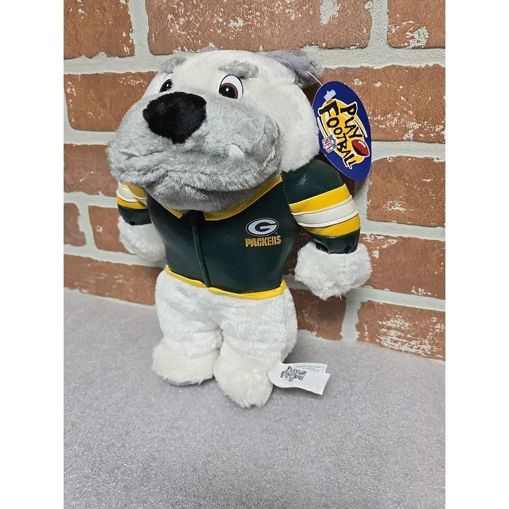 Vintage Green Bay Packers Football Bulldog Mascot Plush Stuffed Animal NFL 1998